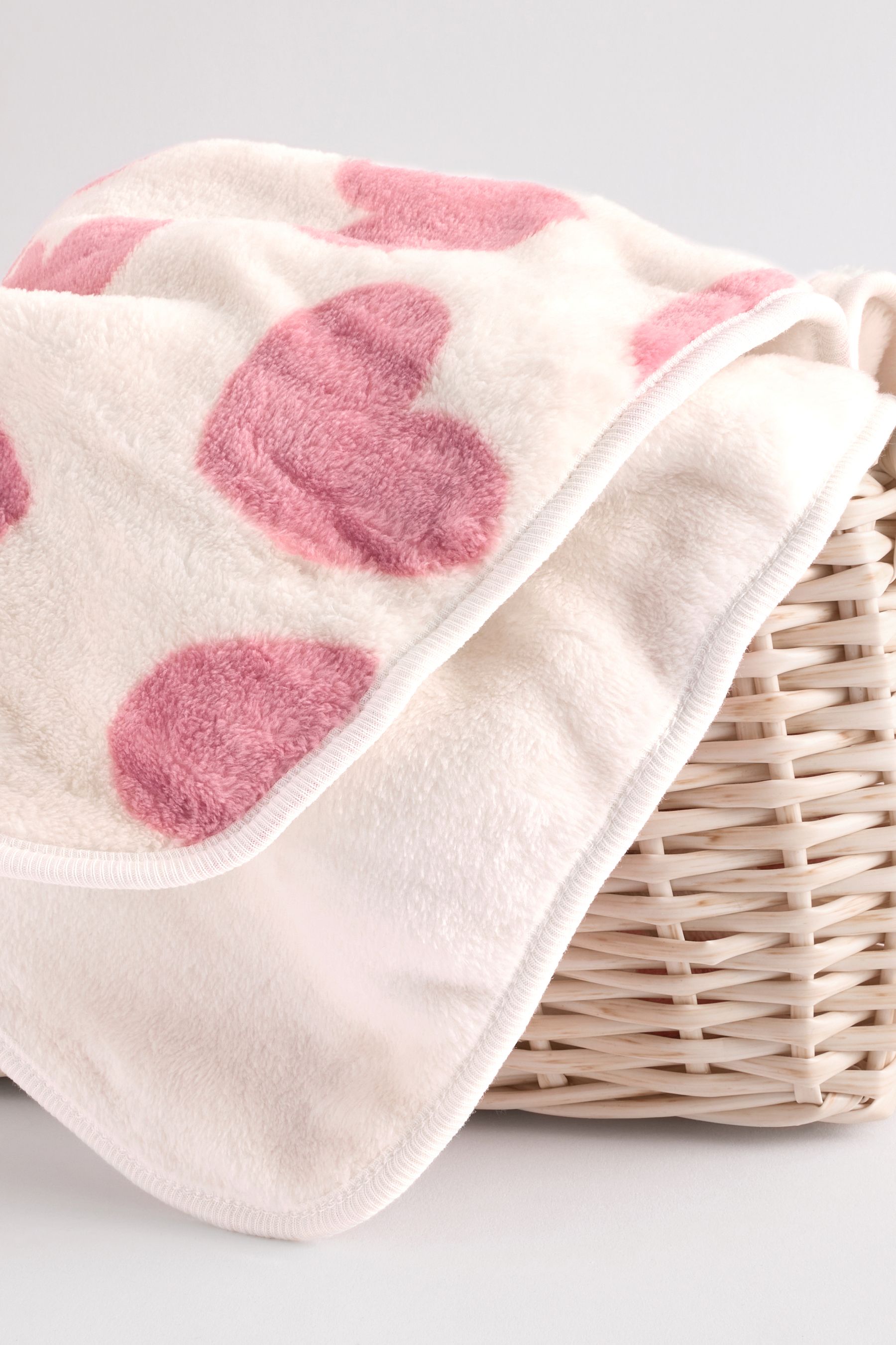 Buy Pink Heart Fleece Baby Blanket from Next Luxembourg