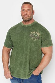 BadRhino Big & Tall Green Acid Wash Printed T-Shirt - Image 1 of 4