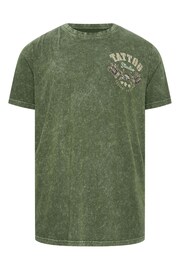 BadRhino Big & Tall Green Acid Wash Printed T-Shirt - Image 3 of 4