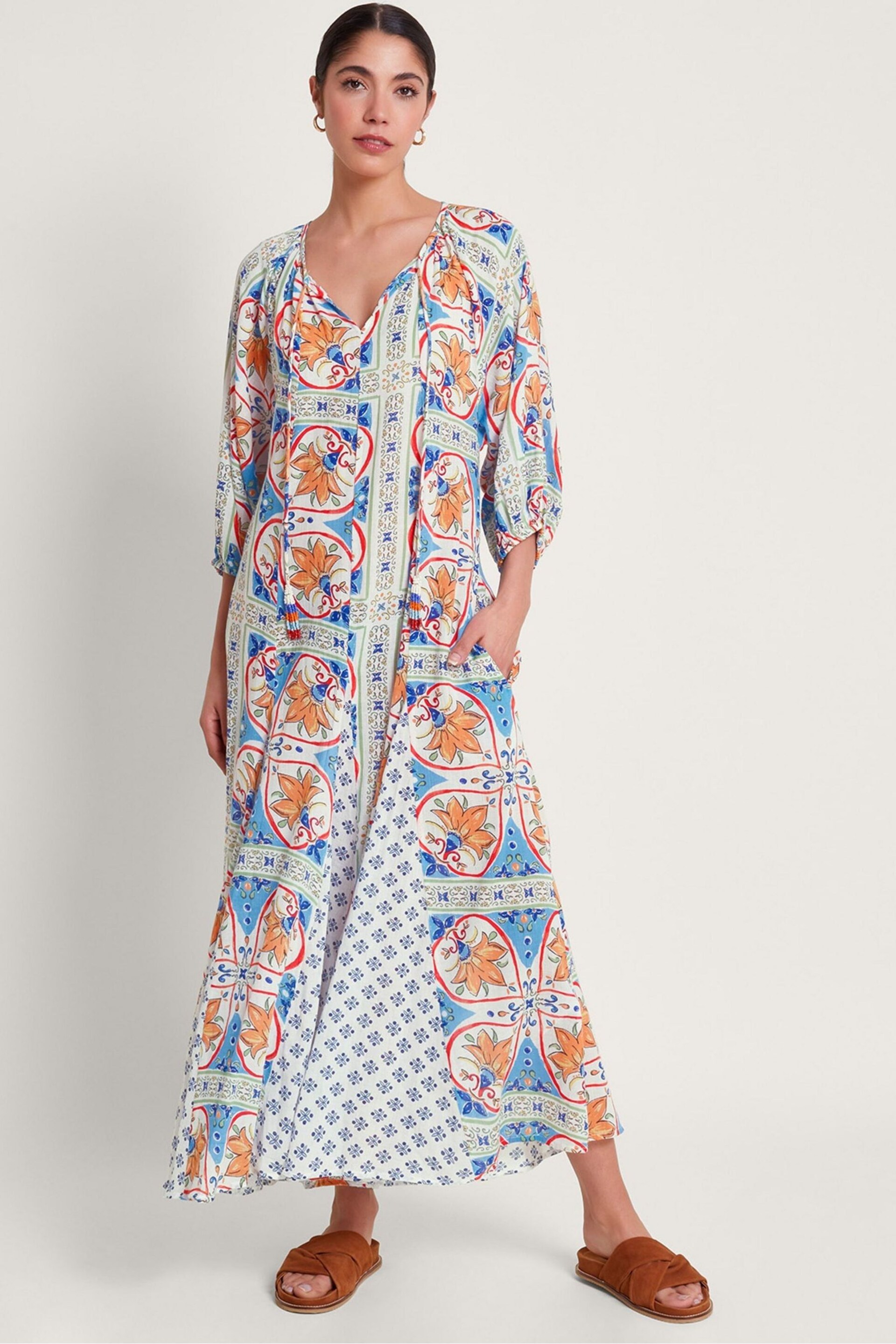 Monsoon Multi Riviera Godet Dress - Image 2 of 6