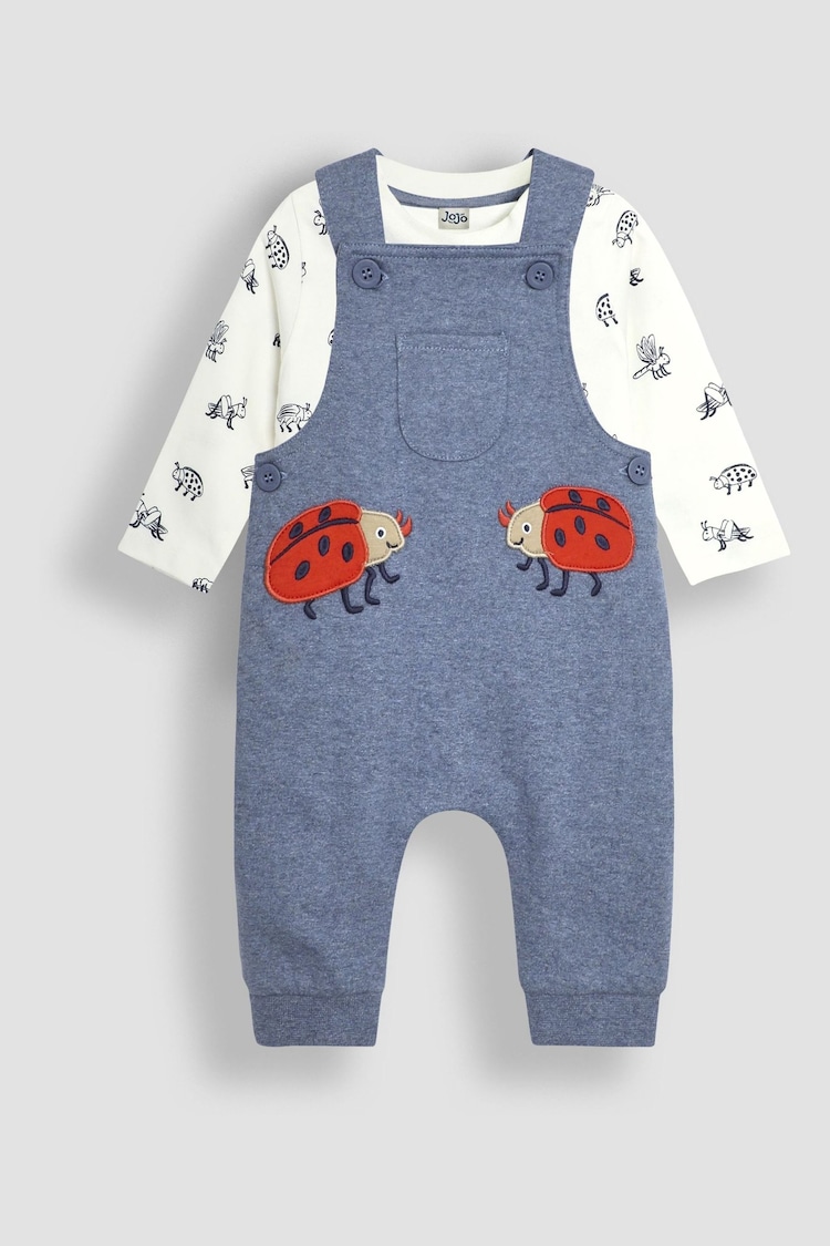 JoJo Maman Bébé Denim Appliqué Pocket Dungarees and Top Set - Image 1 of 6