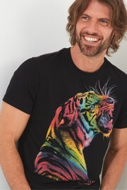 Joe Browns Black Neon Tiger Graphic T-Shirt - Image 4 of 5