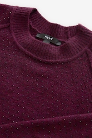 Red Berry Sparkle Seam Detail Crew Neck Jumper - Image 6 of 7