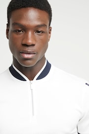 River Island White Slim Fit Short Sleeve Contrast Baseball Polo Shirt - Image 3 of 6