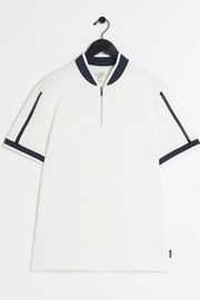 River Island White Slim Fit Short Sleeve Contrast Baseball Polo Shirt - Image 5 of 6