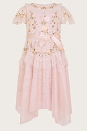 Monsoon Pink Cora Embroidered Ruffle Dress - Image 1 of 4