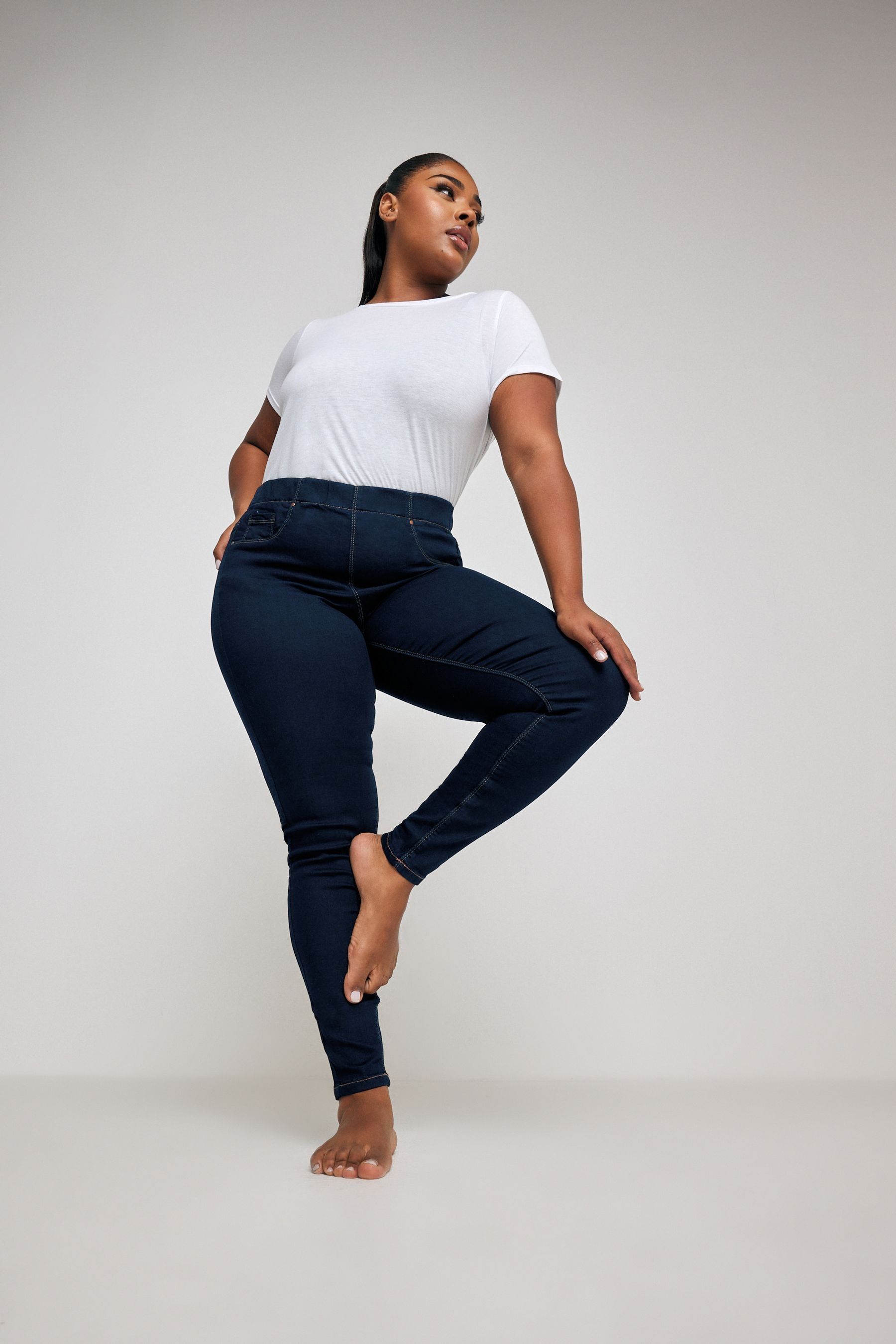 Buy Yours Curve Blue Pull On Jenny Jeggings from Next Luxembourg