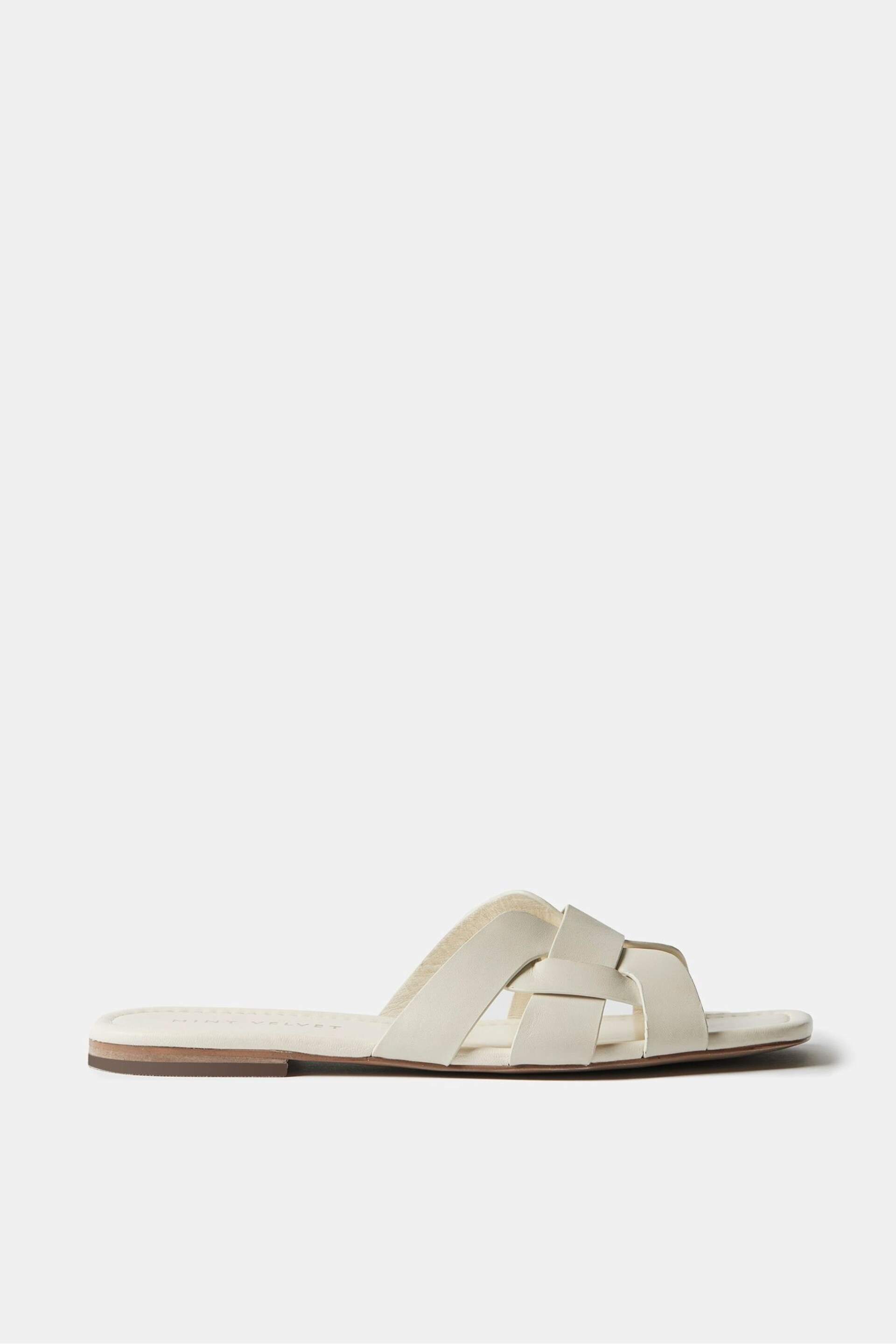 Mint Velvet Cream Leather Flat Sandals - Image 2 of 7