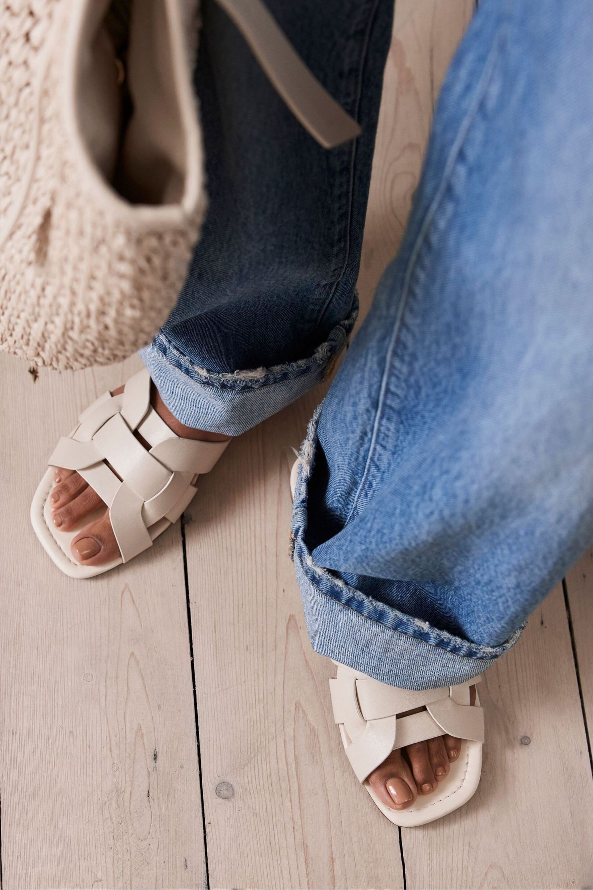 Mint Velvet Cream Leather Flat Sandals - Image 3 of 7