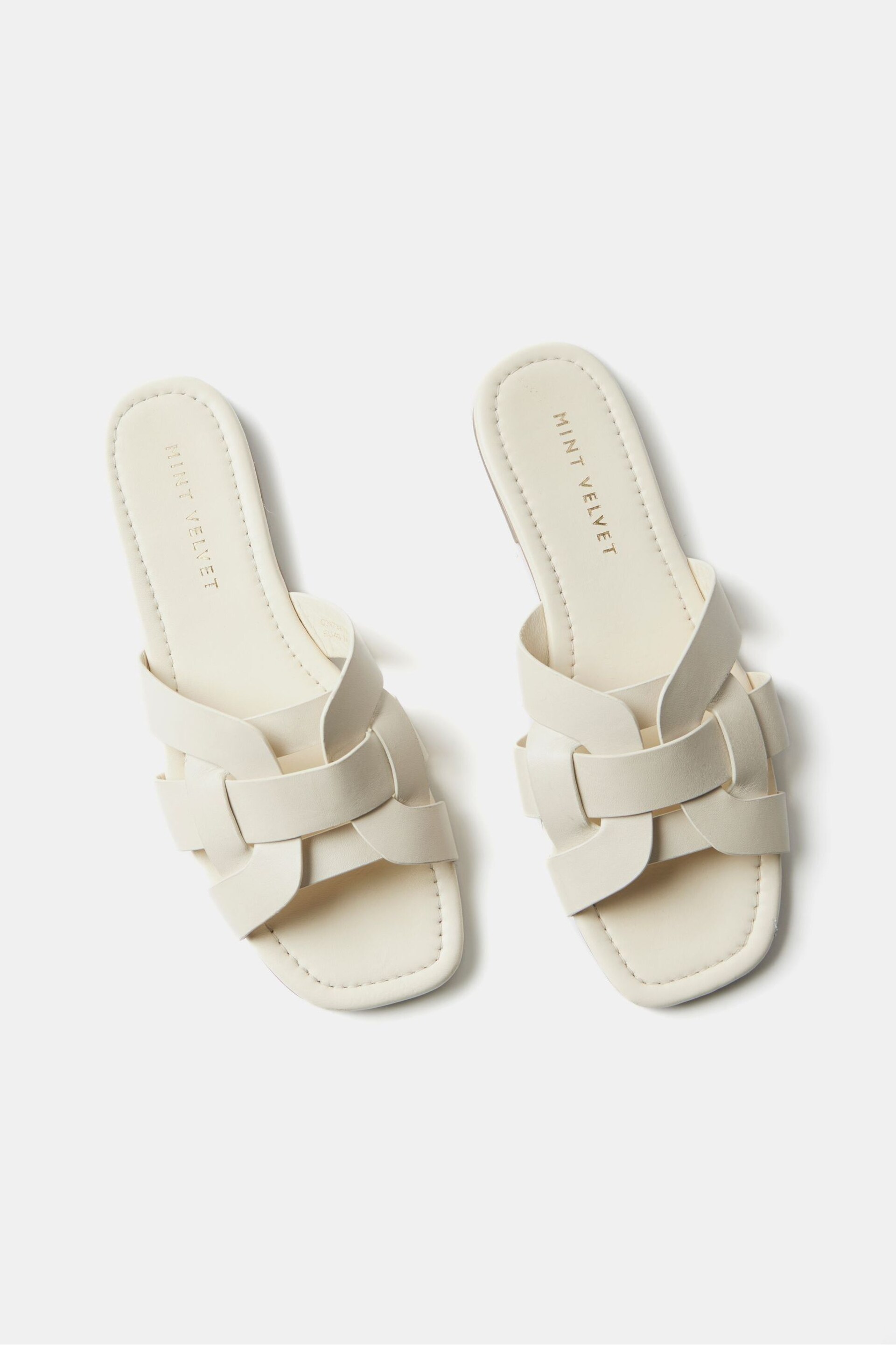 Mint Velvet Cream Leather Flat Sandals - Image 6 of 7