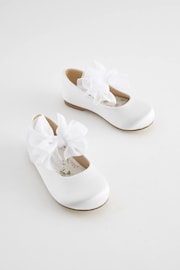 White Wide Fit (G) Mary Jane Bridesmaid Bow Occasion Shoes - Image 1 of 5