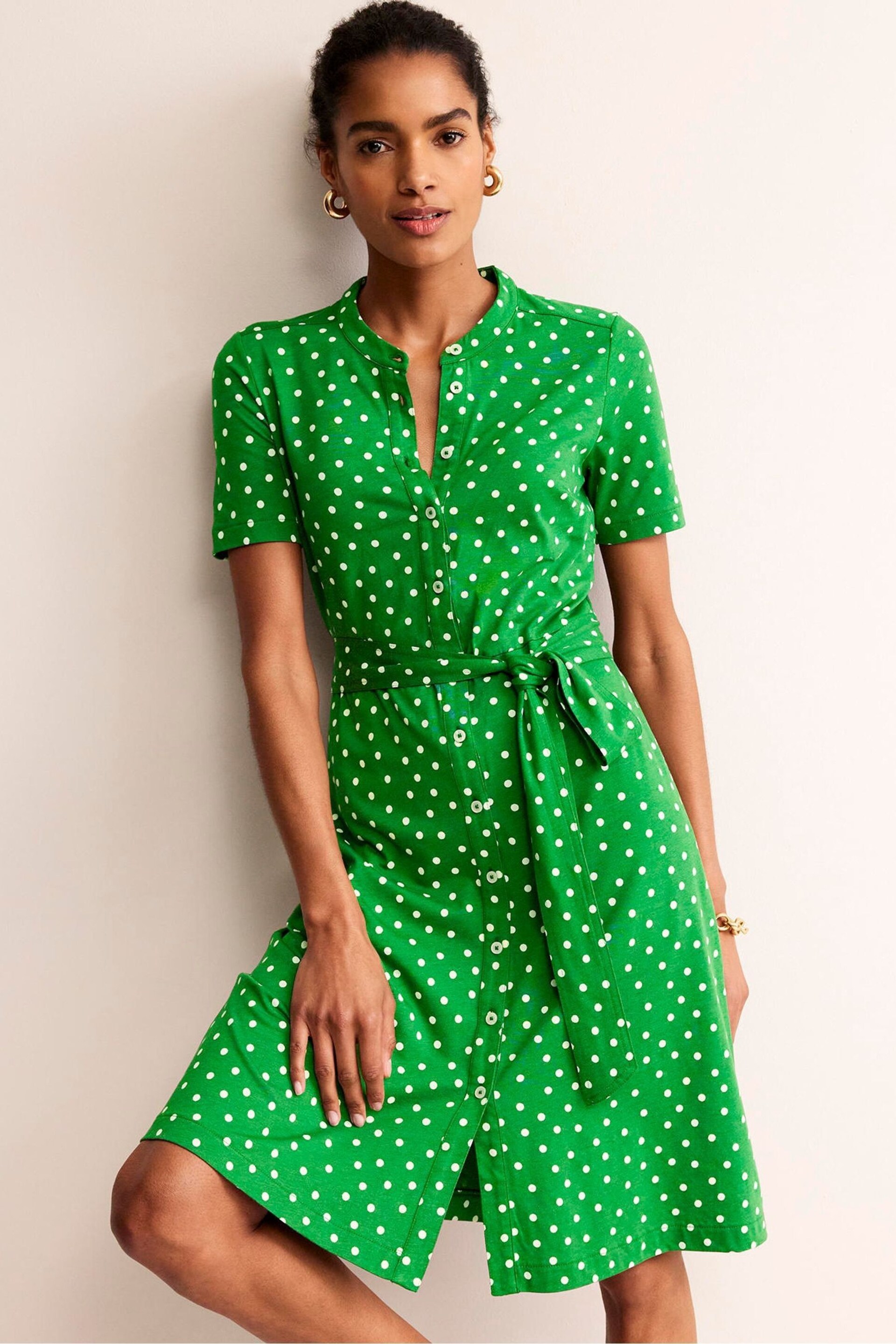 Boden Green Petite Julia Short Sleeve Shirt Dress - Image 1 of 5