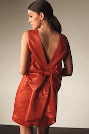 Scarlet Glitter Red Bow Back Glitter Mini Dress - Image 1 of 7