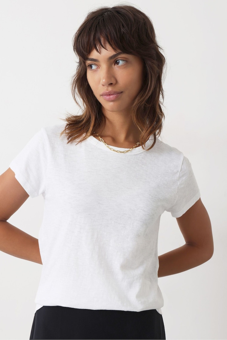 Hush White Slim Fit 100% Cotton Crew T-Shirt - Image 1 of 5