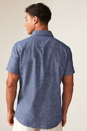 JACK & JONES Blue Linen Blend Short Sleeve Shirt - Image 2 of 3