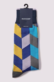 Duchamp Mens Blue Harlequin Socks - Image 2 of 3