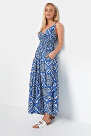 PixieGirl Petite Blue Tile Print Maxi Dress - Image 1 of 6
