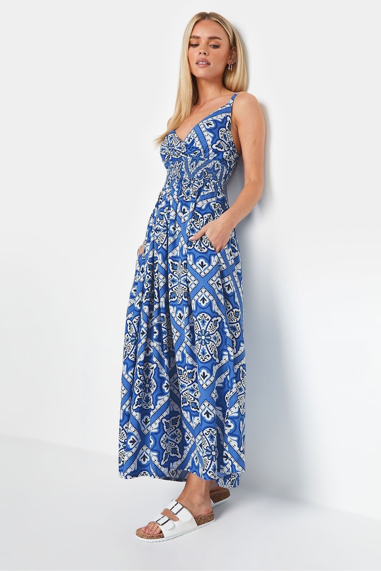 PixieGirl Petite Blue Tile Print Maxi Dress - Image 1 of 6