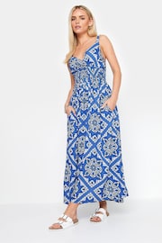 PixieGirl Petite Blue Tile Print Maxi Dress - Image 2 of 6