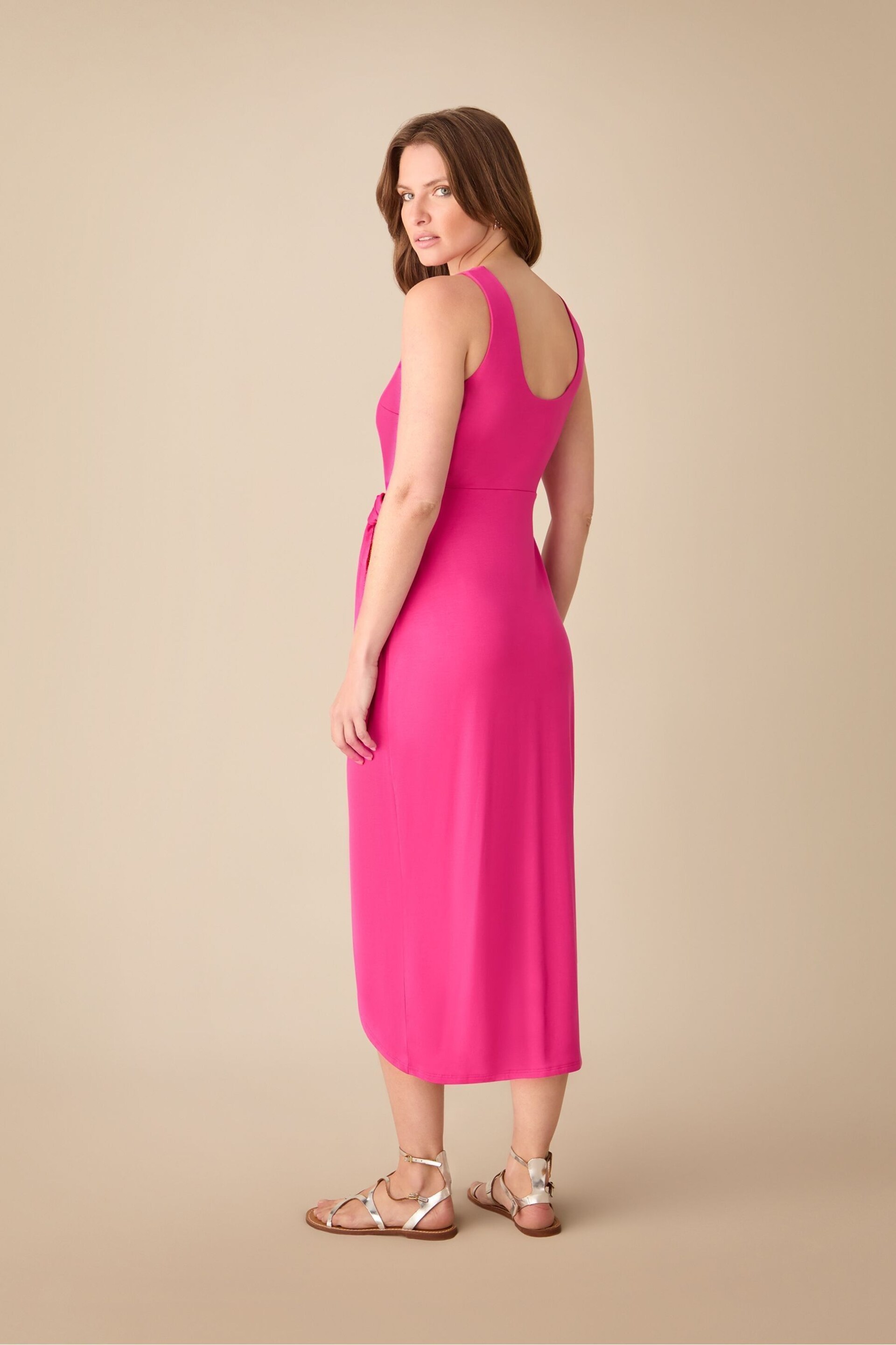 Ro&Zo Petite Pink Jersey Tie Waist Dress - Image 3 of 4