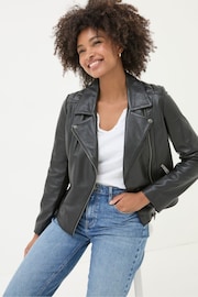 FatFace Bethany Black Quilted Biker Jacket - Image 4 of 6