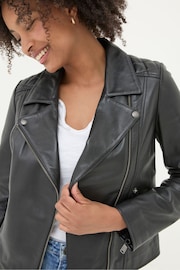 FatFace Bethany Black Quilted Biker Jacket - Image 8 of 11