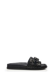 Moda in Pelle Ocarina Glitz Trim Woven Black Mules - Image 1 of 4