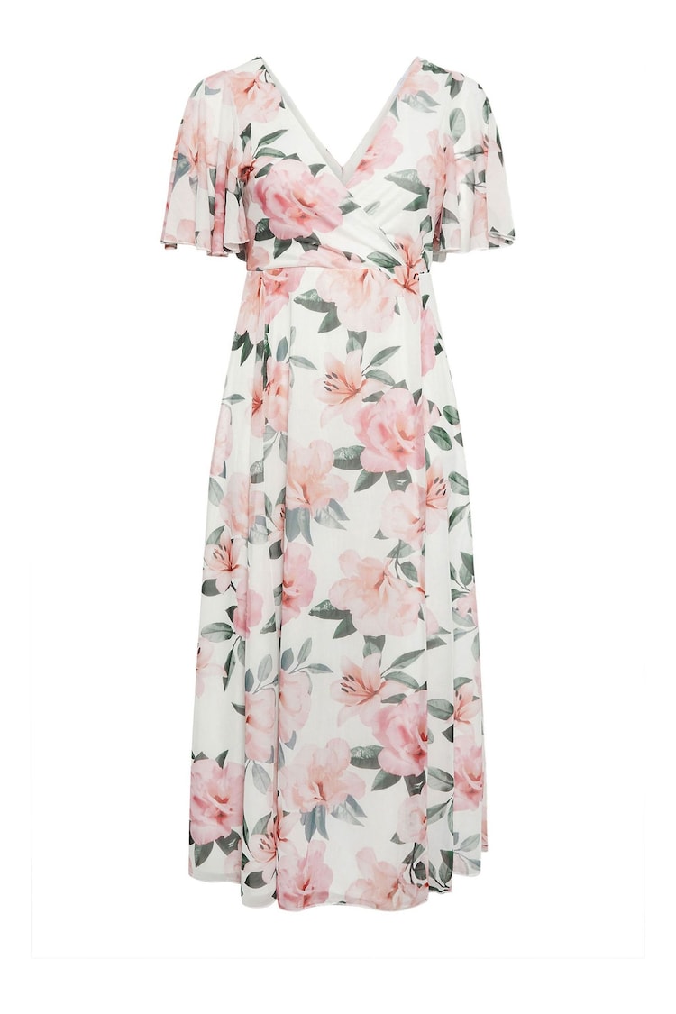 Yours Curve White Floral Print Wrap Maxi Dress - Image 3 of 3