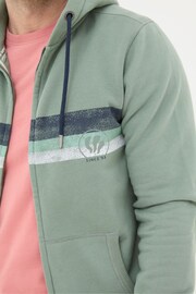 FatFace Green Chest Stripe Zip Through Hoodie - Image 5 of 7