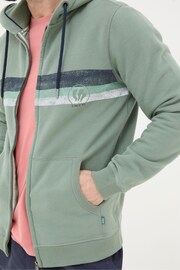 FatFace Green Chest Stripe Zip Through Hoodie - Image 6 of 7