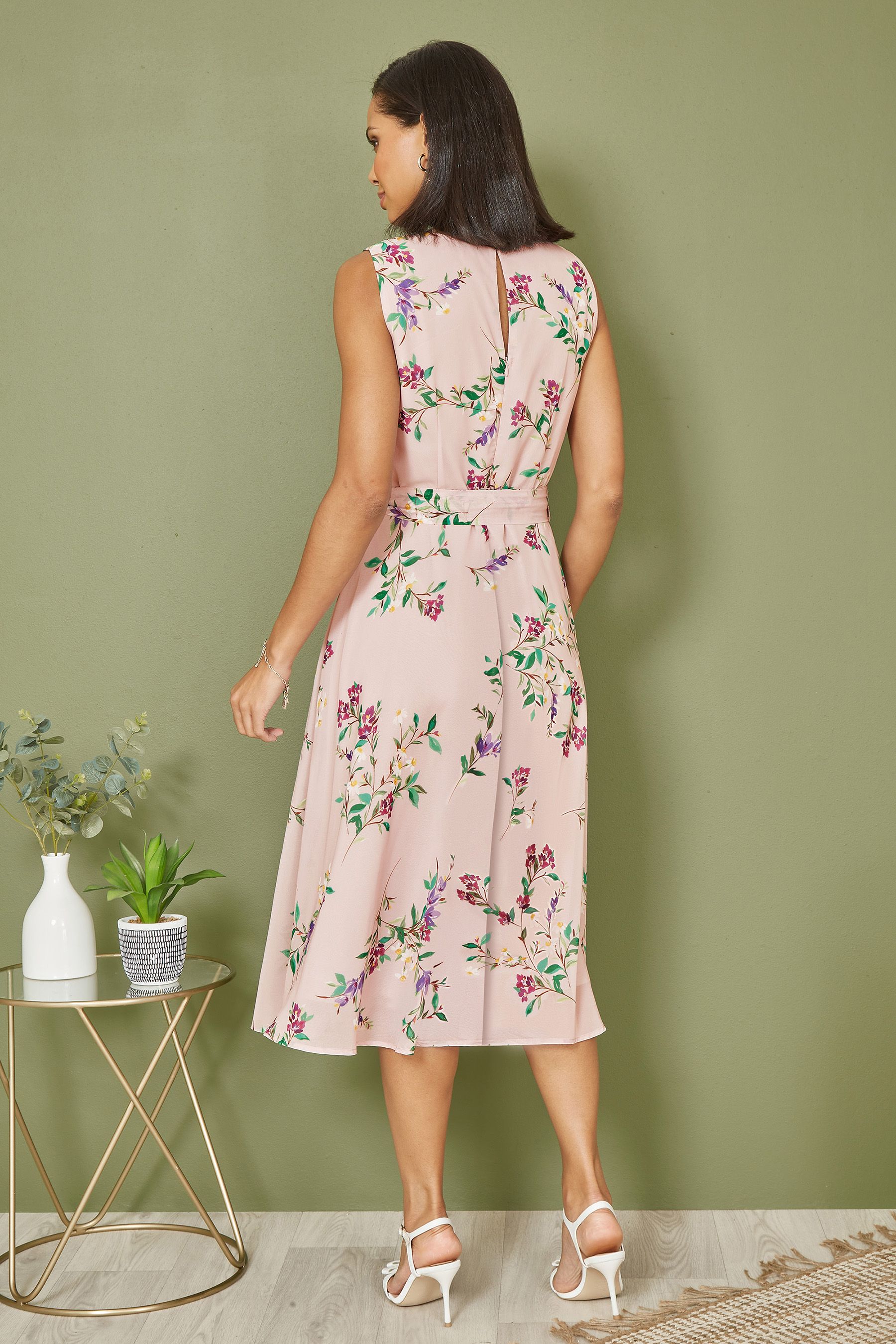 Buy Yumi Pink Floral Print Midi Skater Dress from the Next UK online shop