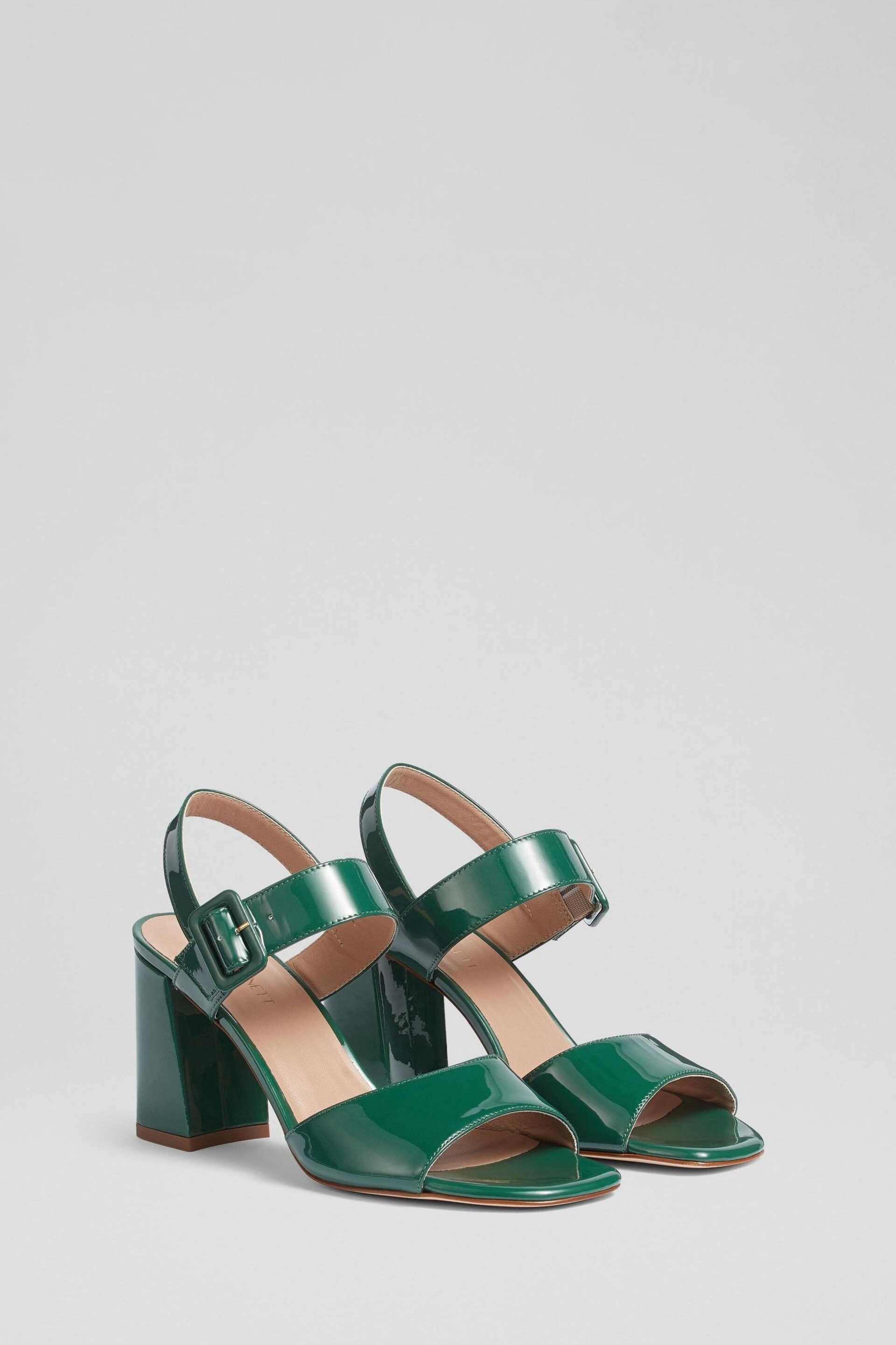 LK Bennett Rae Patent Leather Large Buckle Sandals - Image 2 of 3