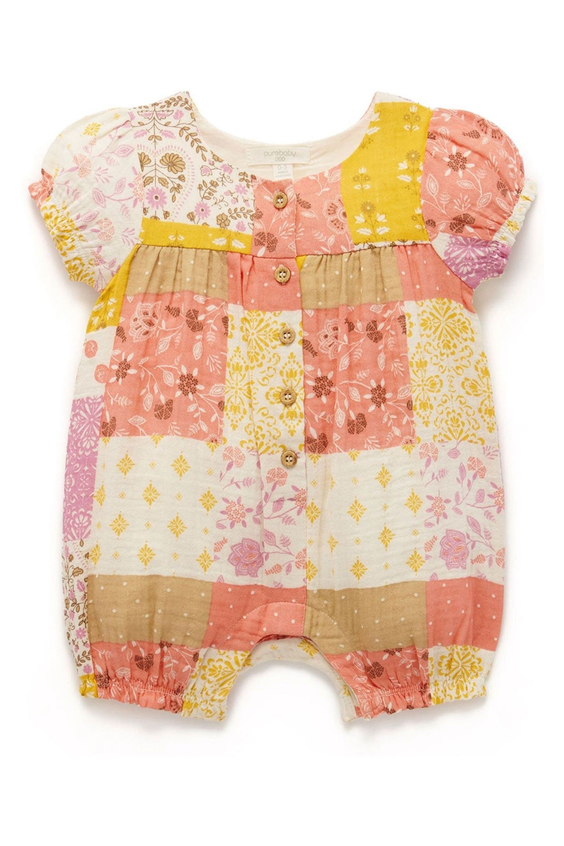 Purebaby Pink Patchwork Romper - Image 1 of 4