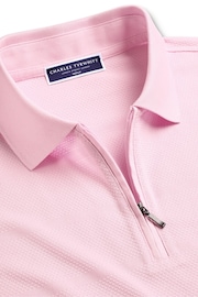 Charles Tyrwhitt Pink Cool Popcorn 100% Cotton Polo Shirt - Image 5 of 6