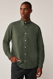 Dark Green/Tan Brown/Navy Blue 100% Cotton Long Sleeve Oxford Shirts 3 Pack - Image 6 of 13