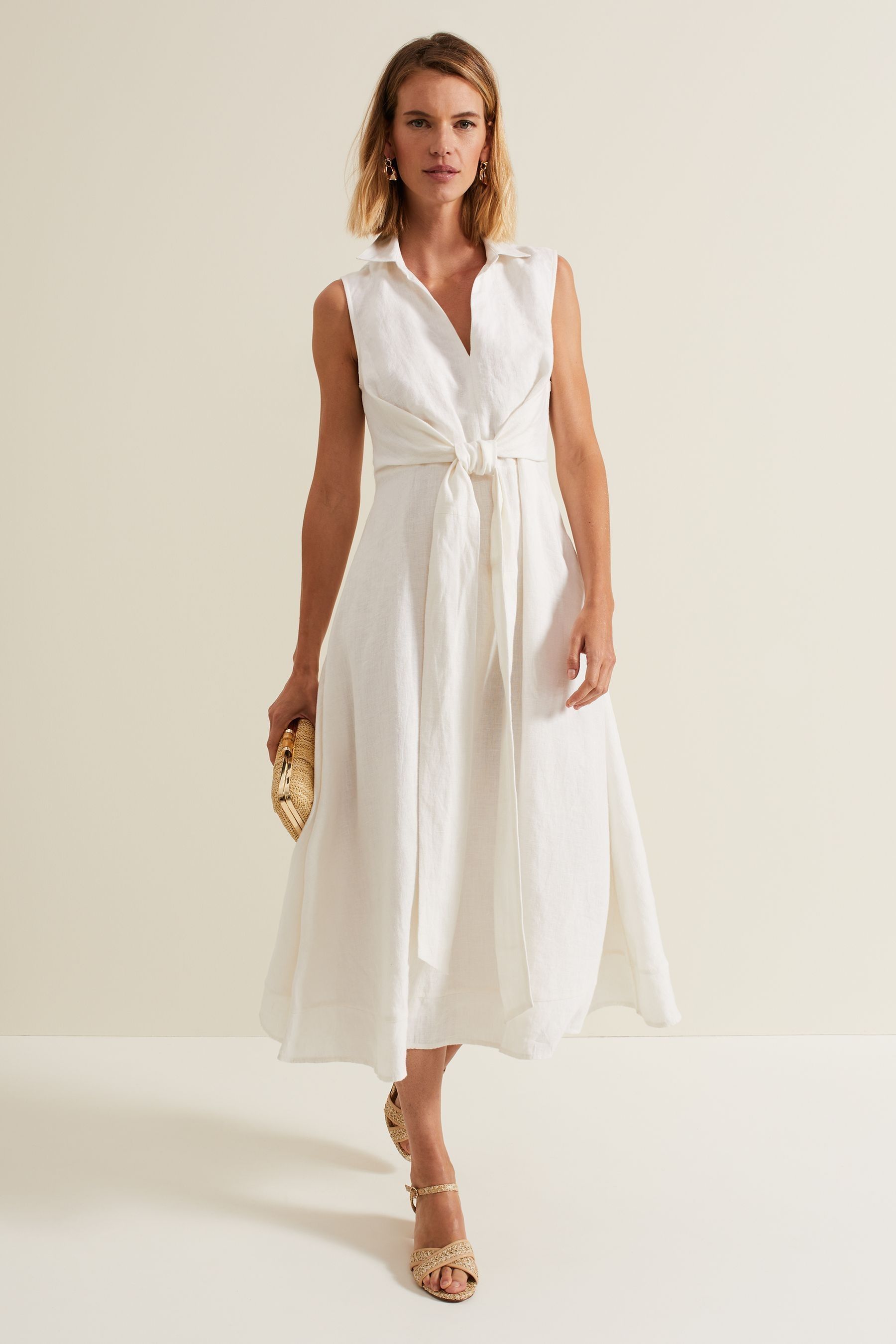 White tie front shirt dress cheap