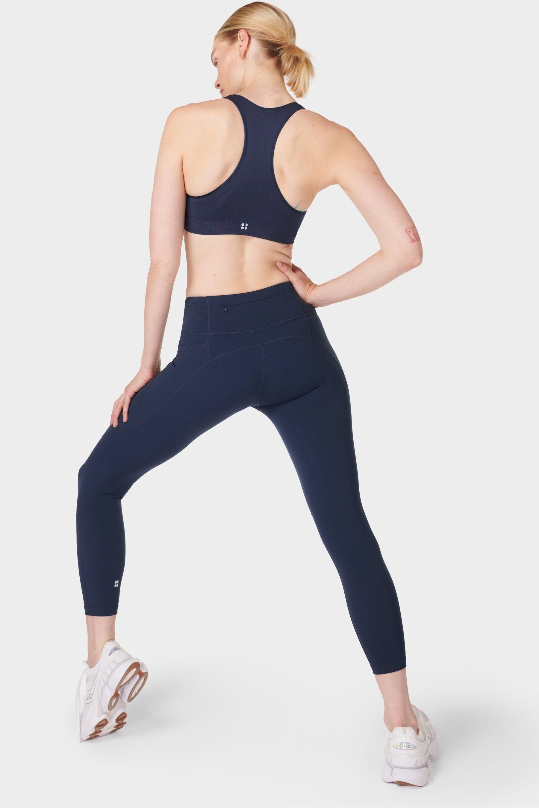 Navy blue workout leggings on sale