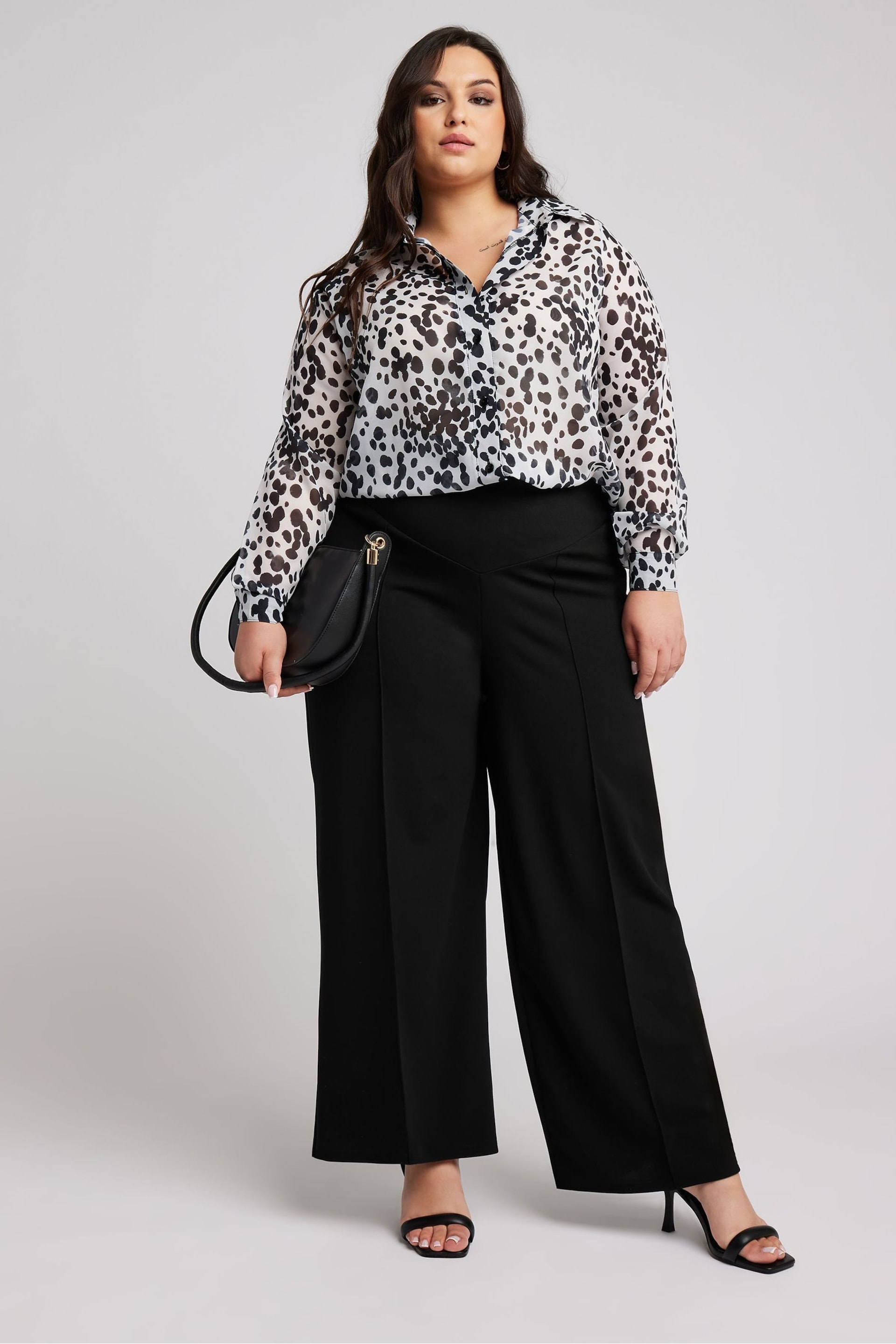 Yours Curve Black Panelled Trousers - Image 1 of 5