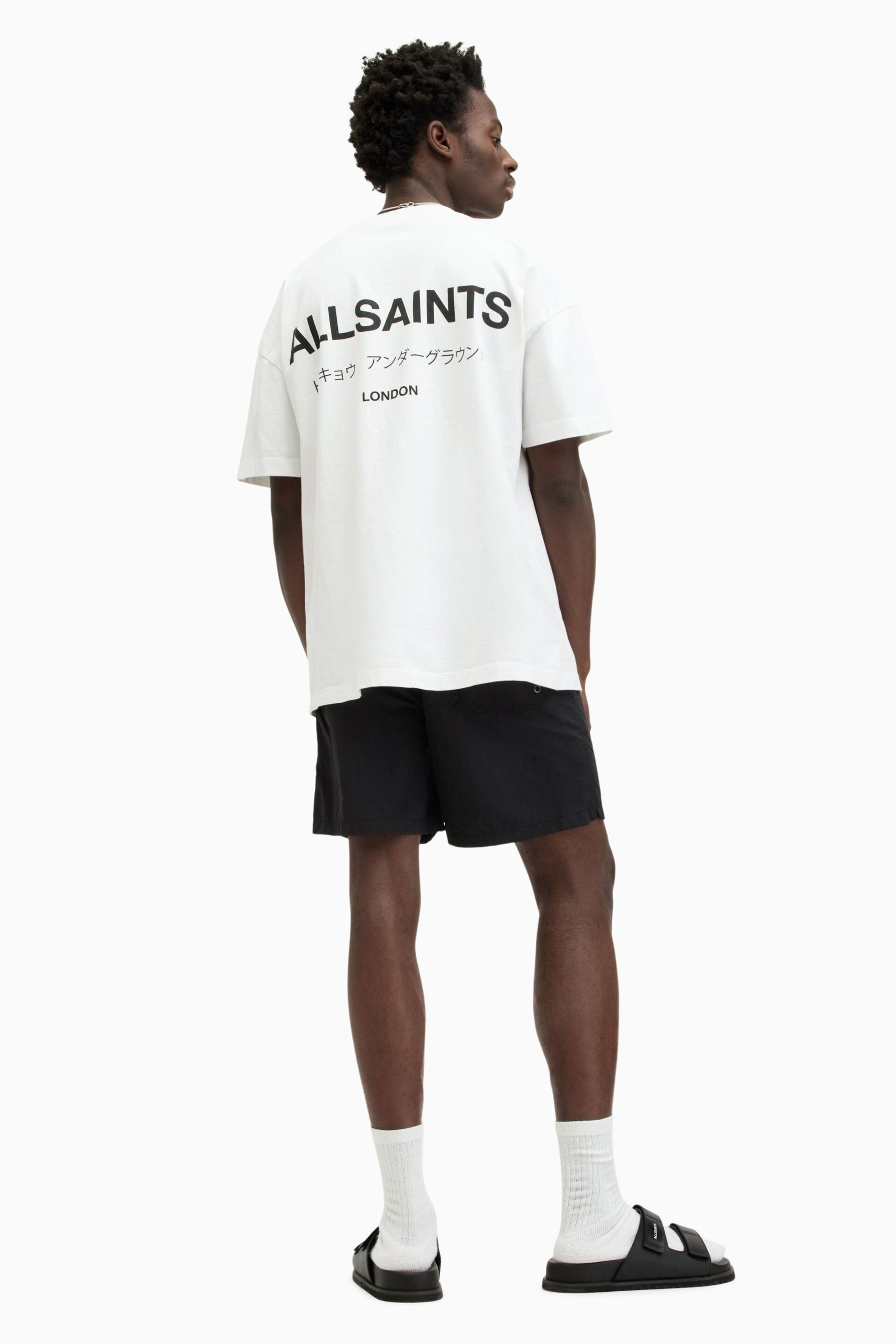 AllSaints Underground Black Swim Shorts - Image 3 of 10