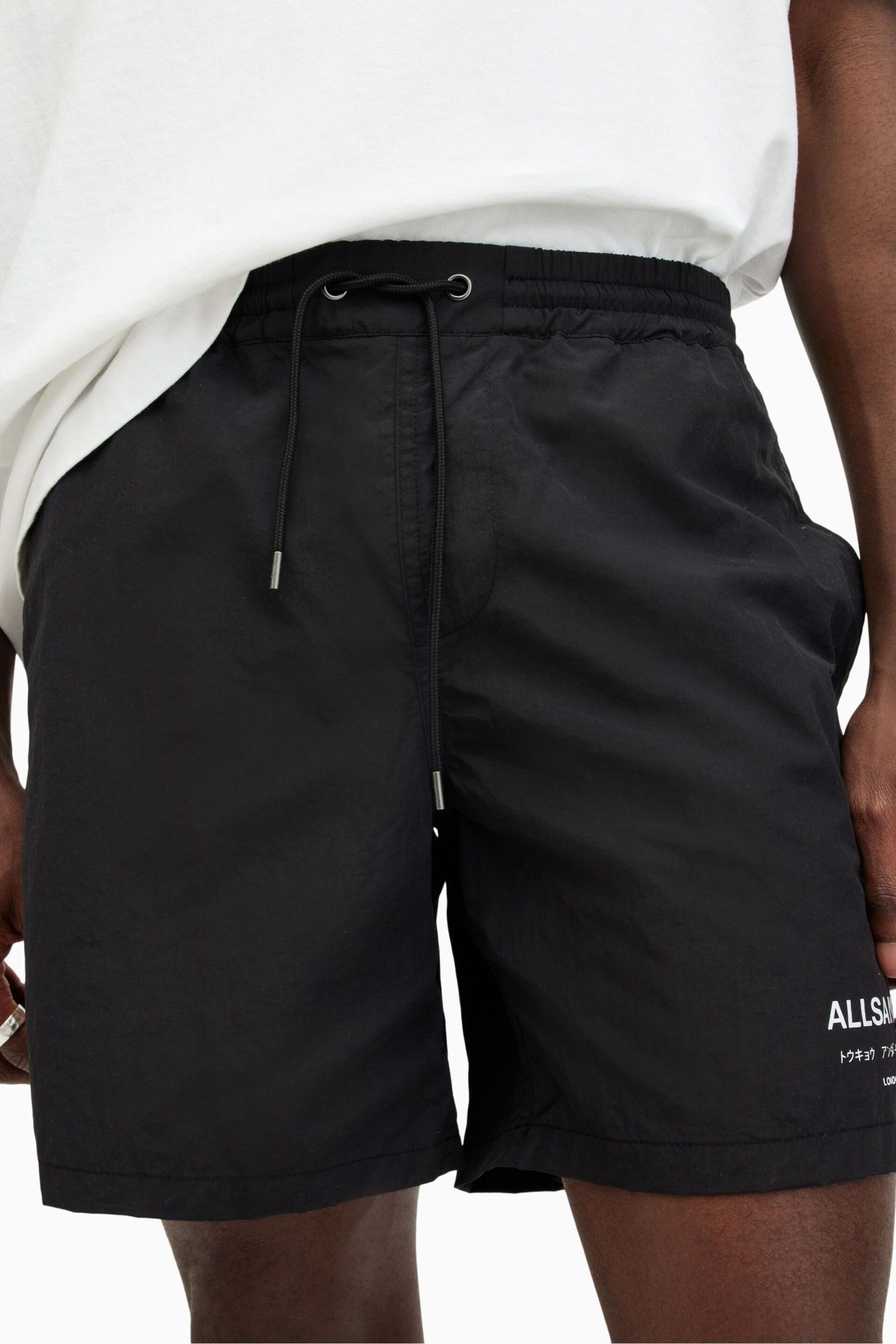 AllSaints Underground Black Swim Shorts - Image 8 of 10