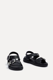 Linzi Black Jet Black Sandals With Large Buckle Detail - Image 3 of 5