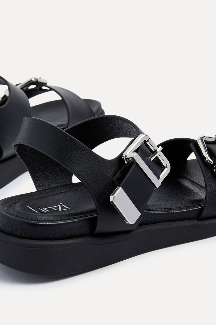 Linzi Black Jet Black Sandals With Large Buckle Detail - Image 5 of 5