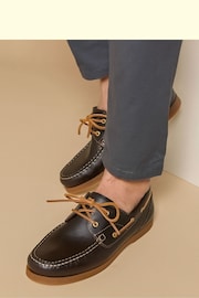 Jones Bootmaker Parsons Leather Boat Brown Shoes - Image 6 of 6