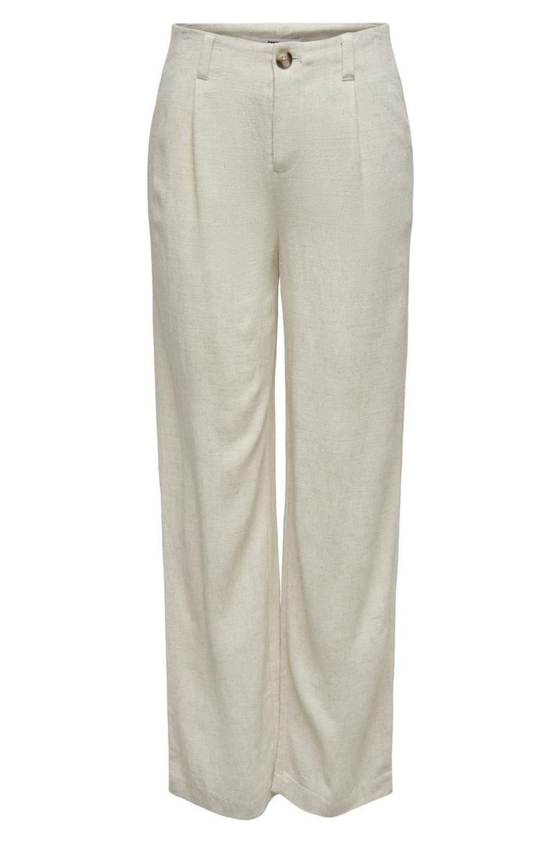 ONLY Cream Tailored Wide Leg Trousers With A Touch Of Linen - Image 1 of 3