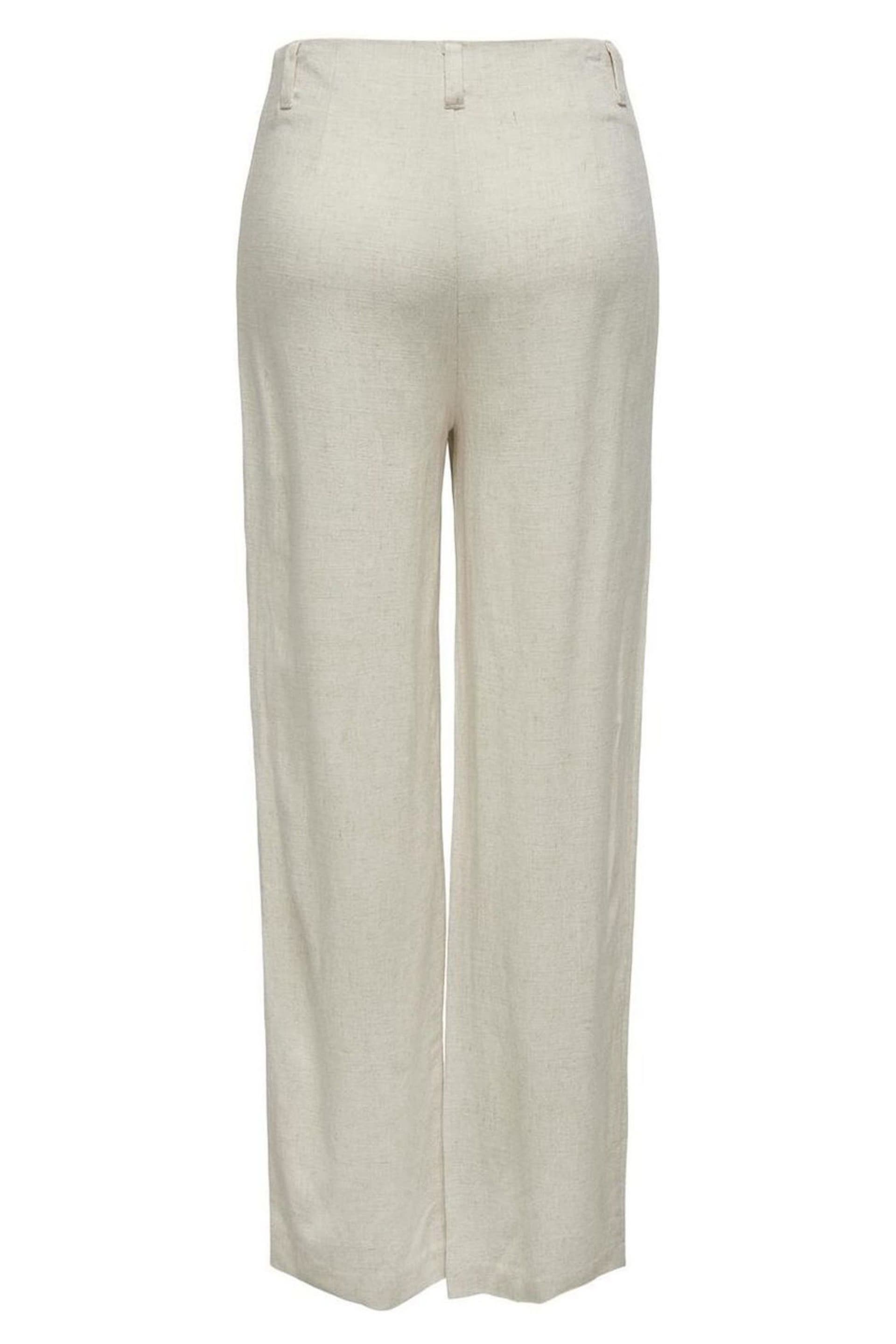 ONLY Cream Tailored Wide Leg Trousers With A Touch Of Linen - Image 2 of 3