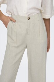 ONLY Cream Tailored Wide Leg Trousers With A Touch Of Linen - Image 3 of 3