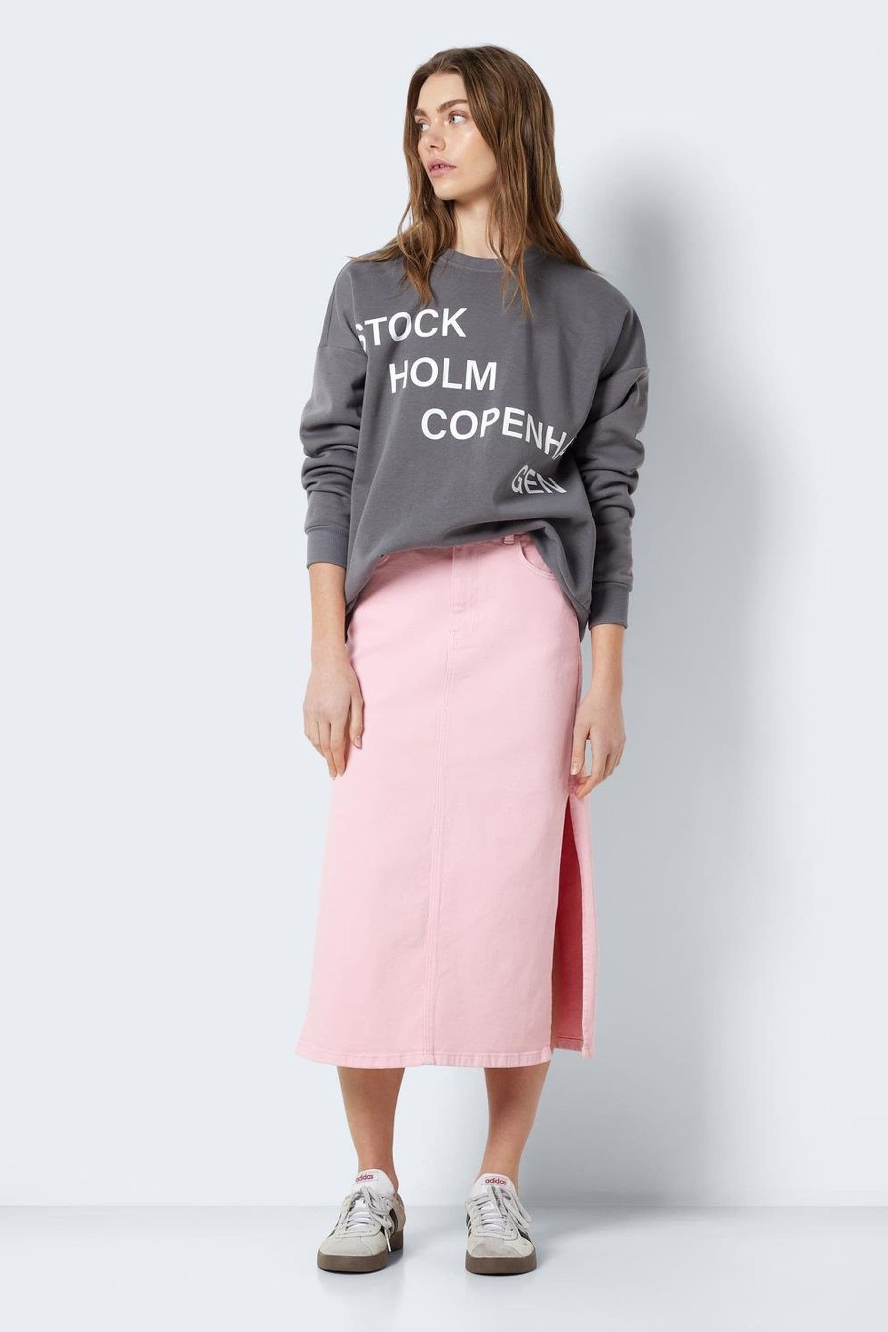 Buy NOISY MAY Pink Midi Denim Skirt With Side Split from Next New Zealand