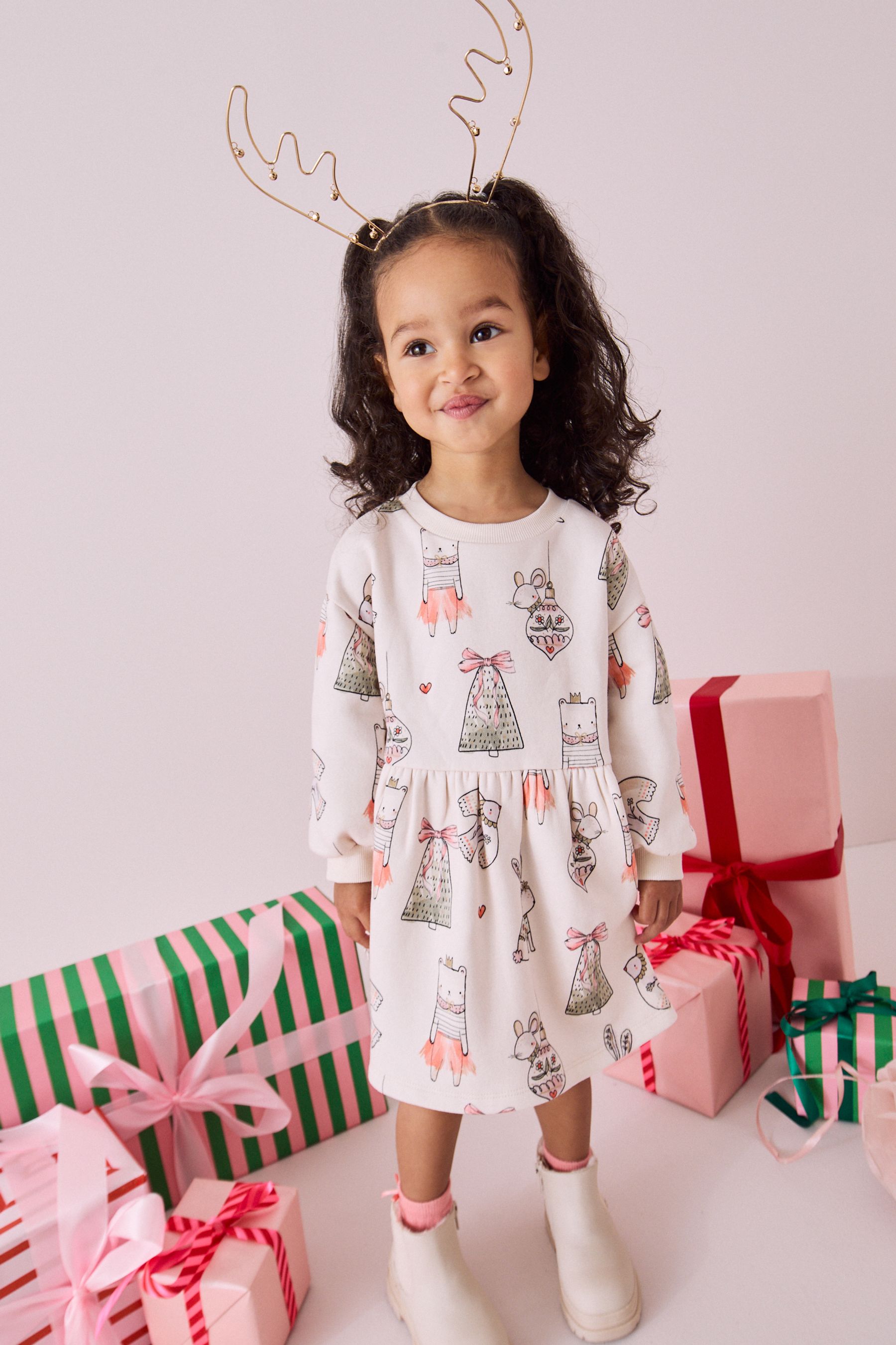 Cream Christmas Sweat Dress 3mths 7yrs