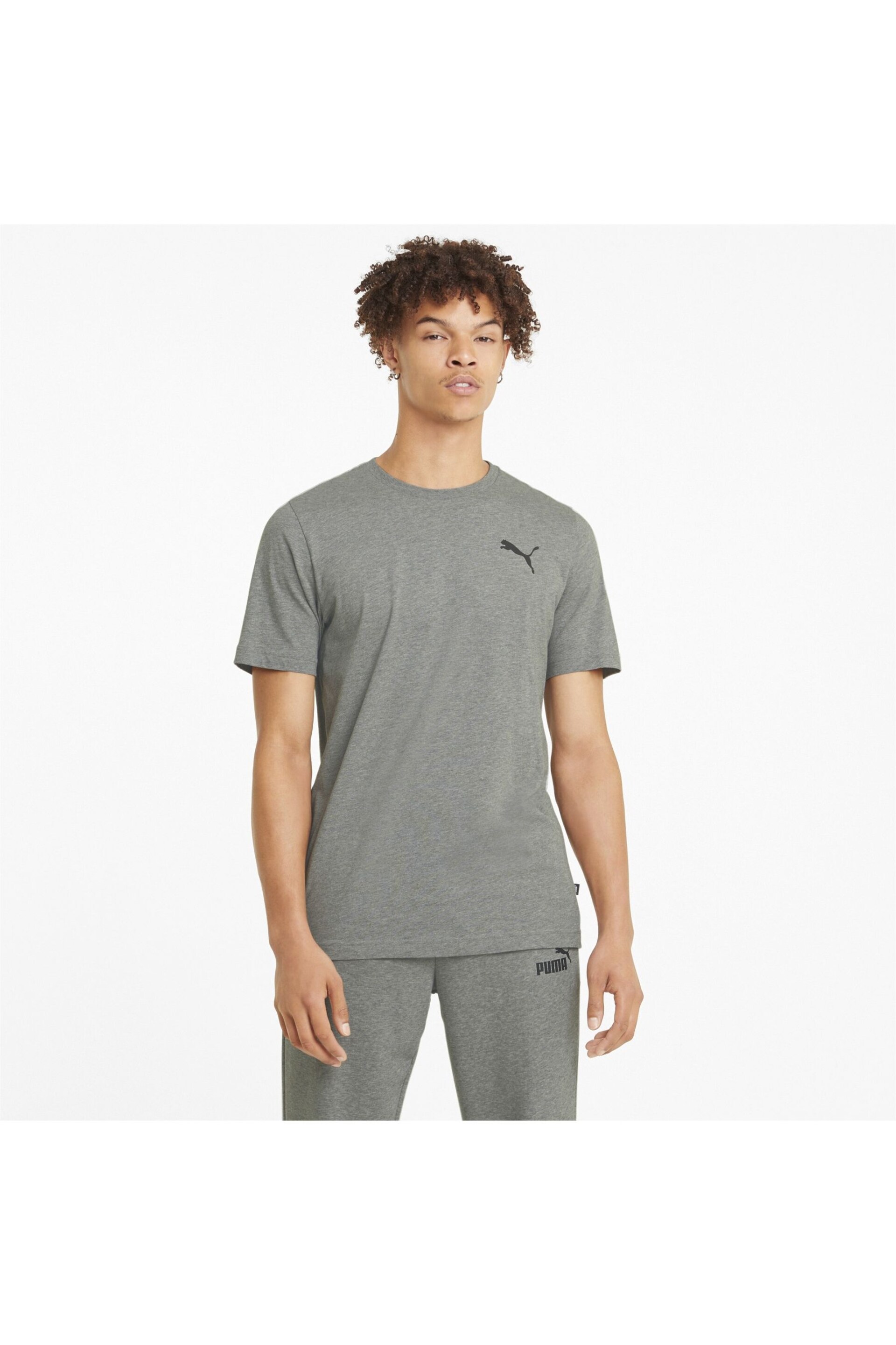 Puma Grey Mens Essentials Small Logo T-Shirt - Image 1 of 5