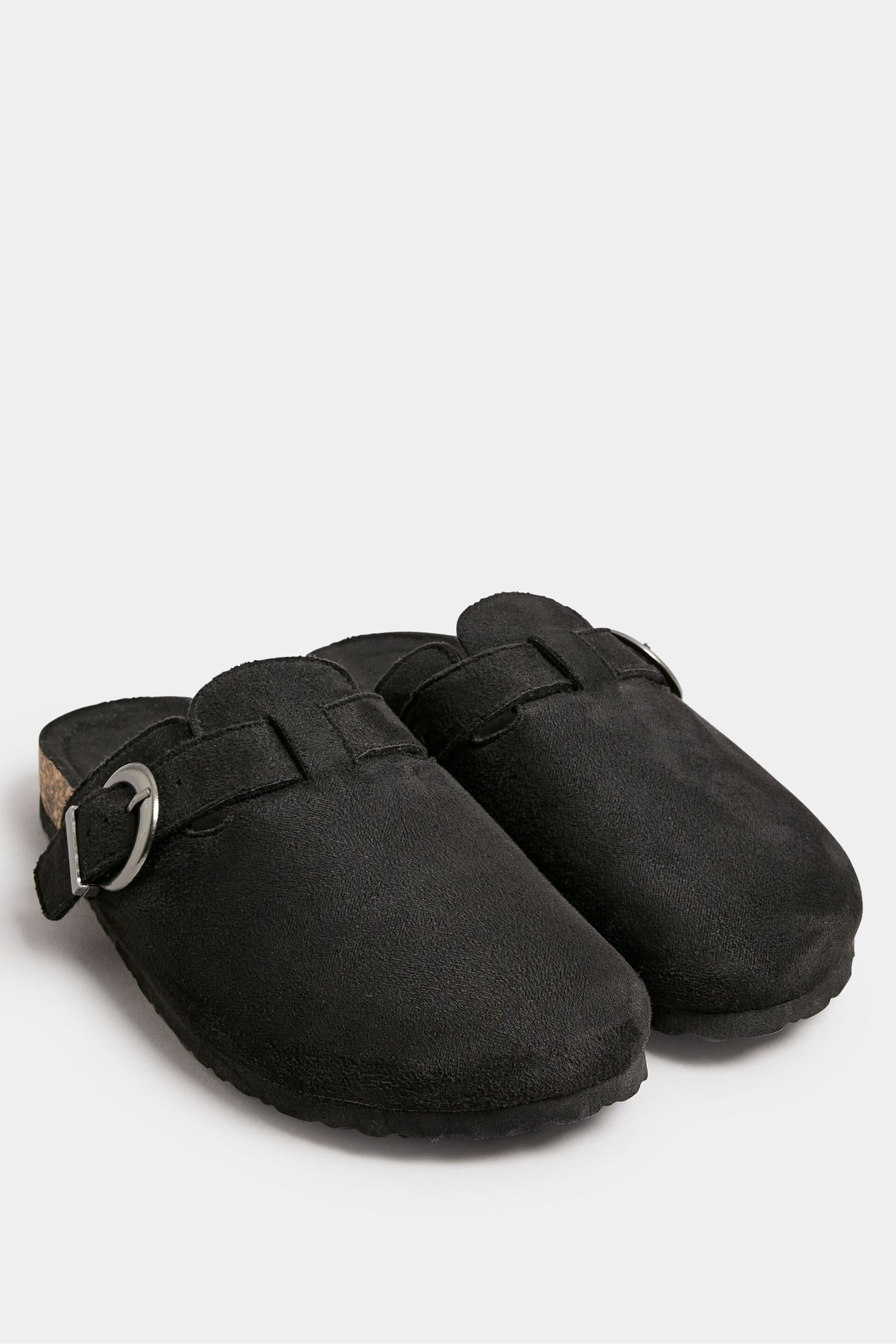 Yours Curve Black Faux Suede Clogs In Extra Wide EEE Fit - Image 1 of 5